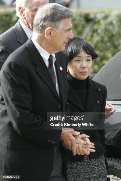 Friend holds the hand of Doris Matsui the wife of Robert T. Matsui, a child of World War II internment camps and Democrat in the U.S. House of...