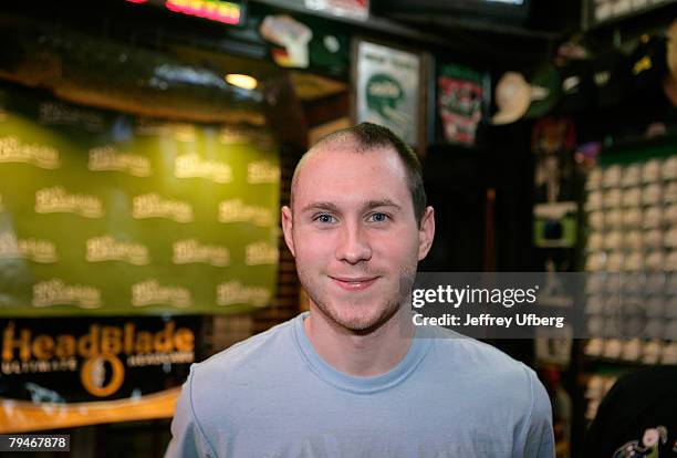 Ryan Burke attends the Headblade Shaveoff at Foley's New York Pub on January 31, 2008 in New York City.