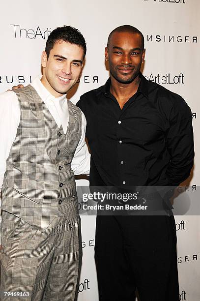 Designer Rubin Singer and Tyson Beckford pose backstage at the Rubin Singer Fall 2008 fashion show during Mercedes-Benz Fashion Week Fall 2008 at The...