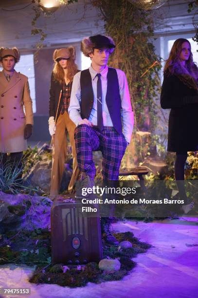 Model wearing Band of Outsiders during Mercedes Benz Fashion Week Fall 2008 on January 31, 2008 in New York City.