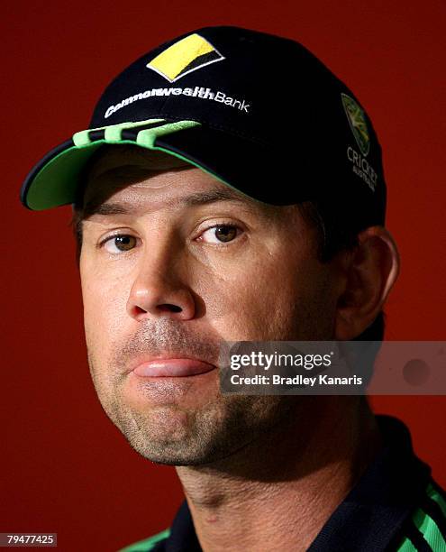 Australian cricket captain Ricky Ponting talks to the media at a press conference after attending the One Day International Series Launch at the...