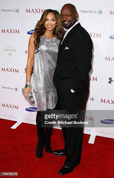 Running back Emmitt Smith and wife Patricia Southall attend MAXIM Magazine kicks off Super Bowl weekend at Grand Opening of Stone Rose at the...