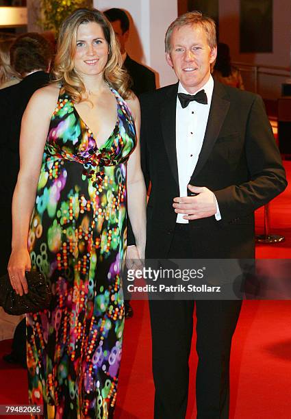 Presenter Johannes B. Kerner and Britta Becker-Kerner attend the 2008 Sports Gala ' Ball des Sports ' at the Rhein-Main Hall on February 2, 2008 in...