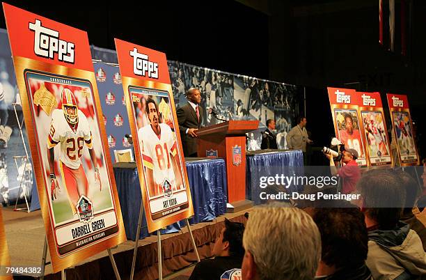 Former Washington Redskins star Darrell Green addresses the media after being named a member of the Class of 2008 Pro Football Hall of Fame Inductees...