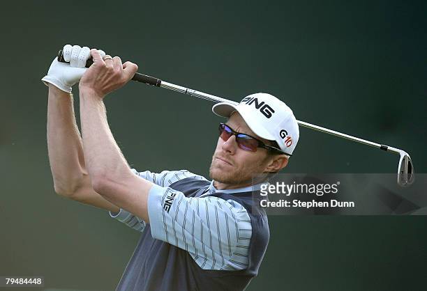 Nick O'Hern of Australia hits his tee shot on the 16th hole during the third round of the FBR Open at TPC of Scottsdale February 2, 2008 in...