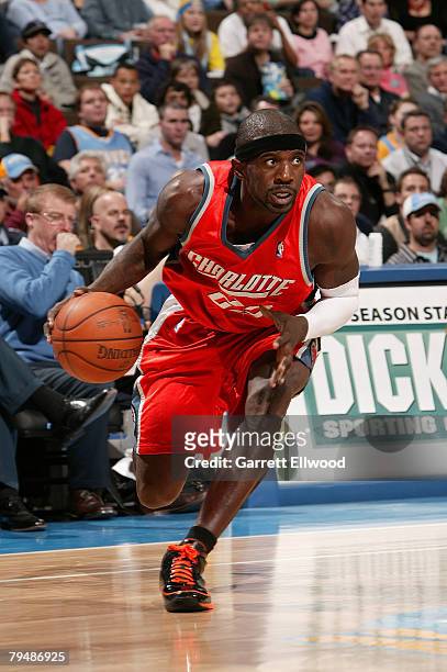 Jason Richardson of the Charlotte Bobcats goes to the basket against the Denver Nuggets at the Pepsi Center February 2, 2008 in Denver, Colorado....