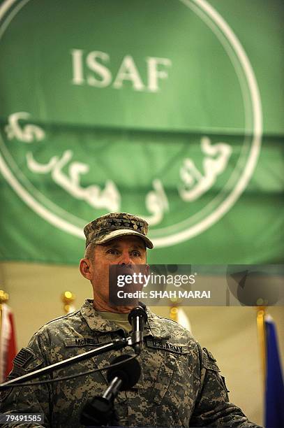 In this photograph taken 02 February 2008, US General Dan McNeill, head of NATO's International Security Assistance Force attend a Regional Command...