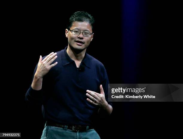 Jerry Yang, co-founder of Yahoo!, speaks at an Apple Inc. Event in San Francisco, California, January 9, 2007. Yang will become Yahoo!'s new Chief...