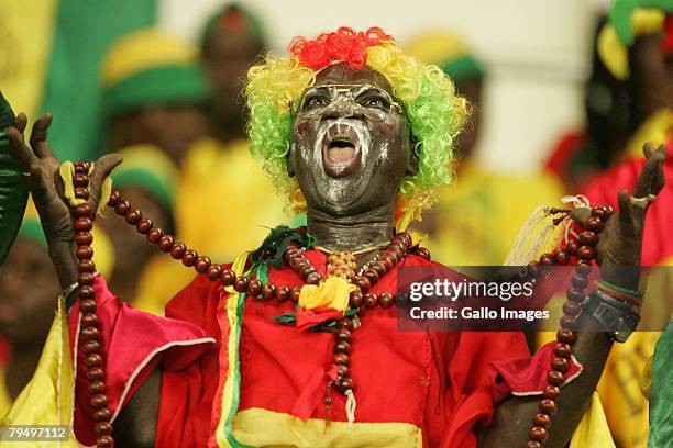Guinea fan celebrates during the quater final AFCON match between Ivory Coast and Guinea held February 3, 2008 at the Sekondi Stadium, in...