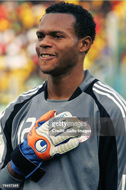 Austin Ejide is seen during the quater final AFCON match between Ghana and Nigeria held at the Ohene Djan Stadium on February 3, 2008 in Accra, Ghana.