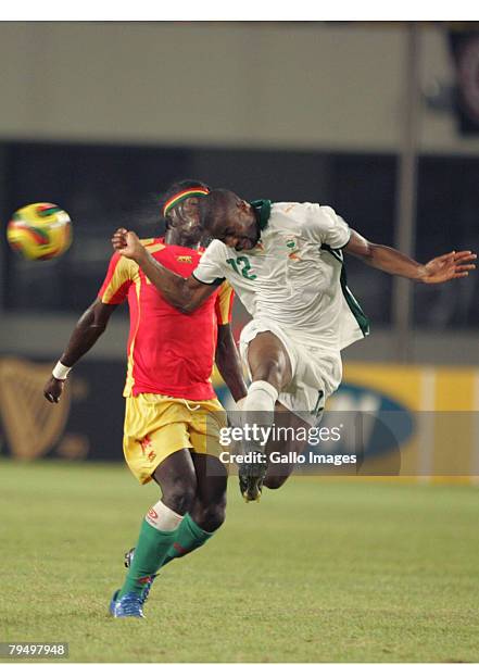 Abdoulaye Meite and Marco Zoro during the quater final AFCON match between Ivory Coast and Guinea held February 3, 2008 at the Sekondi Stadium, in...