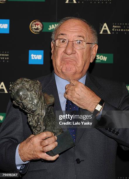 Actor Alfredo Landa poses at the Press Room after the Goya 2008 Cinema Awards Ceremony, at the Palacio de Congresos on Febraury 3, 2008 in Madrid,...