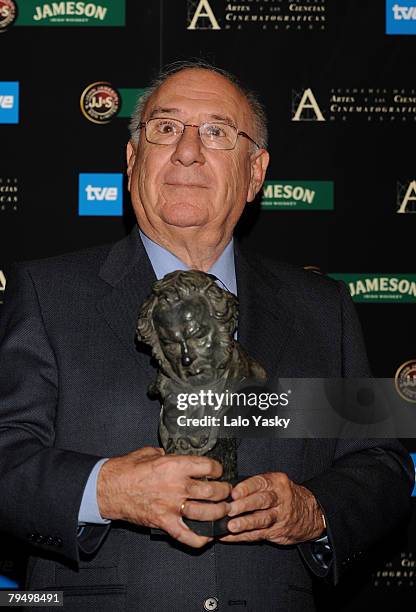 Actor Alfredo Landa poses at the Press Room after the Goya 2008 Cinema Awards Ceremony, at the Palacio de Congresos on Febraury 3, 2008 in Madrid,...