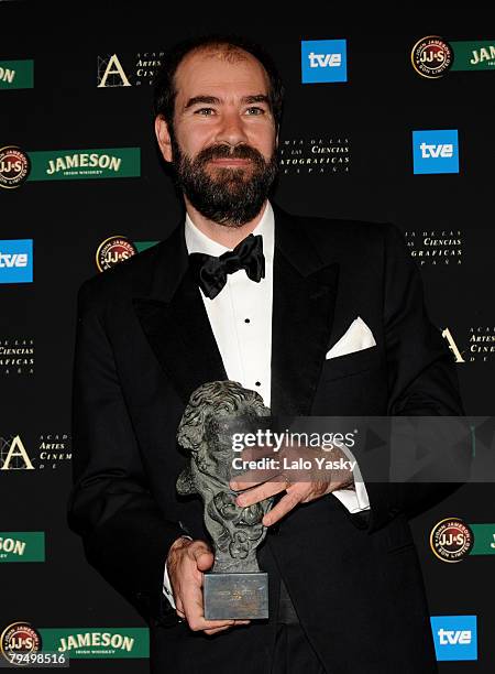 Director Jaime Rosales poses at the Press Room after the Goya 2008 Cinema Awards Ceremony, at the Palacio de Congresos on Febraury 3, 2008 in Madrid,...