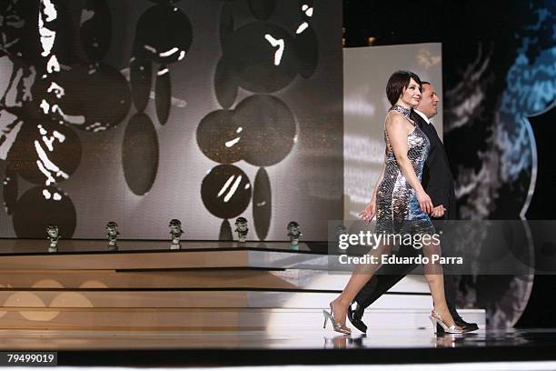 Actress Neus Asensi and actor Pepon Nieto during the Goya 2008 Cinema Awards Ceremony, at the Palacio de Congresos on Febraury 3, 2008 in Madrid,...