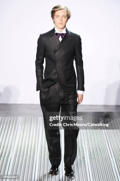 Model walks the runway during the Z Zegna fashion show part of New York Mercedes Benz Fashion Week Autumn/Winter 2008 on the 2nd of February 2008 in...