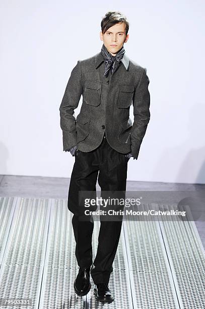 Model walks the runway during the Z Zegna fashion show part of New York Mercedes Benz Fashion Week Autumn/Winter 2008 on the 2nd of February 2008 in...