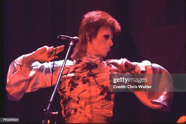 David Bowie performs as Ziggy Stardust, 1973