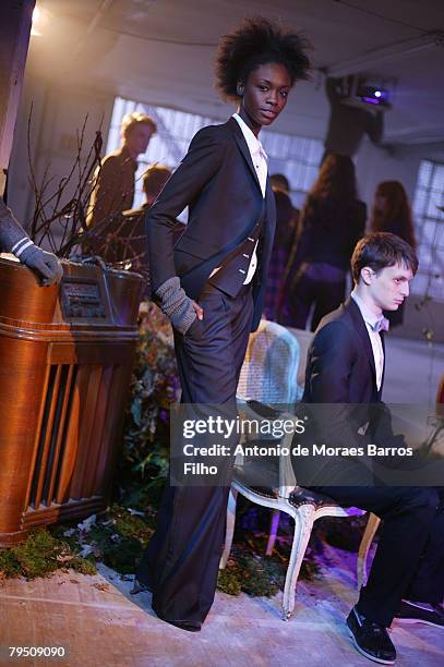 Model wearing Band of Outsiders during Mercedes Benz Fashion Week Fall 2008 on January 31, 2008 in New York City.