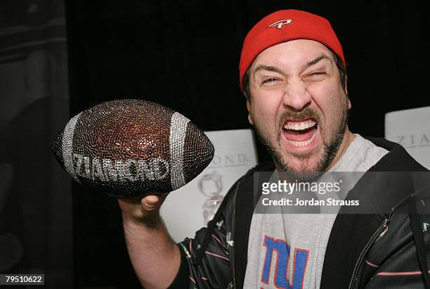 Personality Joey Fatone attends the Official Super Bowl XLII Talent and Player Gift Lounge produced by the NFL and ON 3 Productions held at the...
