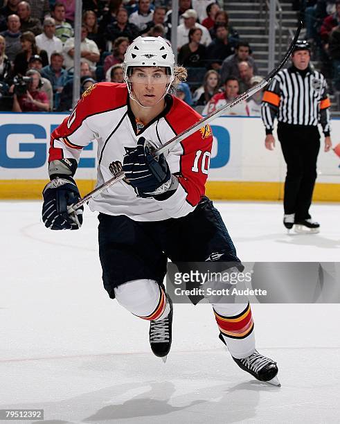 David Booth of the Florida Panthers skates against the Tampa Bay Lightning at St. Pete Times Forum on February 2, 2008 in Tampa, Florida.