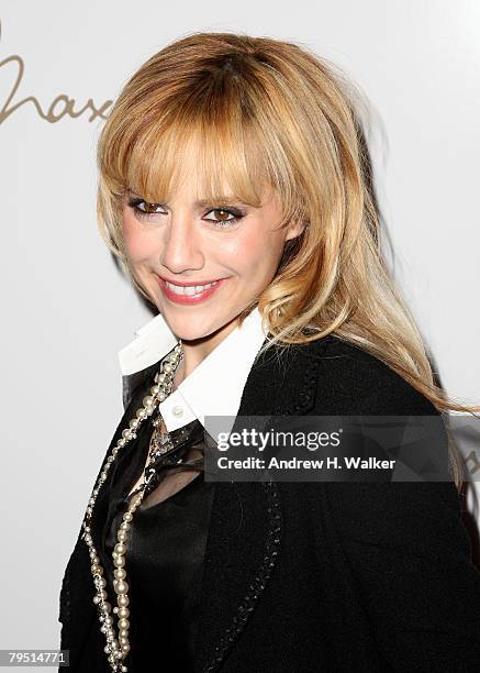 Actress Brittany Murphy backstage at the Max Azria 2008 fashion show during Mercedes-Benz Fashion Week Fall 2008 at The Tent at Bryant Park on...