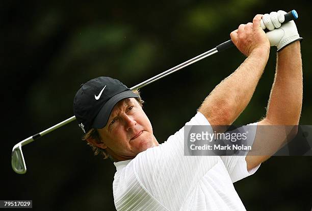 Scott Laycock of Australia plays a tee shot on the seventh hole during The 2008 Open Championship, International Final Qualifying, Australasia held...