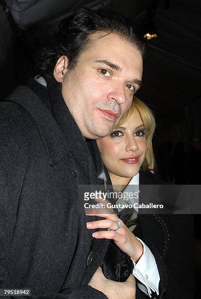 Actress Brittany Murphy and Simon Monjack arrives at the fashion tents in Bryant Park during Mercedes-Benz Fashion Week Fall 2008 on February 4, 2008...