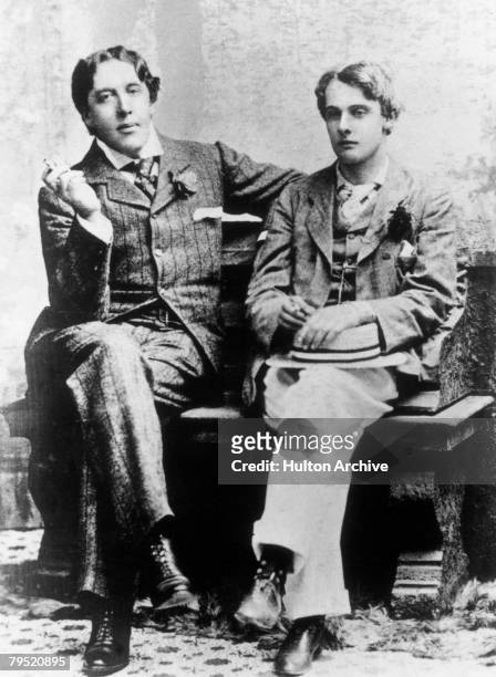 Irish dramatist Oscar Wilde with Lord Alfred Douglas at Oxford, 1893.