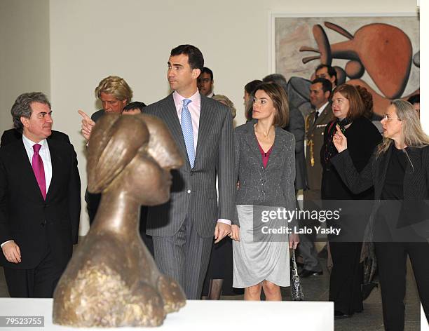 Prince Felipe and Princess Letizia of Spain attend the opening of La coleccion del Museo Nacional Picasso Par's, at Reina Sofia Museum on Febraury 5,...