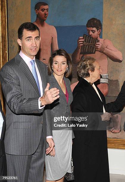 Prince Felipe and Princess Letizia of Spain attend the opening of La coleccion del Museo Nacional Picasso Par's, at Reina Sofia Museum on Febraury 5,...