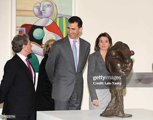 Prince Felipe and Princess Letizia of Spain attend the opening of La coleccion del Museo Nacional Picasso Par's, at Reina Sofia Museum on Febraury 5,...