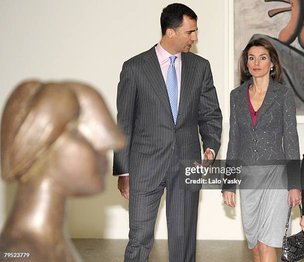 Prince Felipe and Princess Letizia of Spain attend the opening of La coleccion del Museo Nacional Picasso Par's, at Reina Sofia Museum on Febraury 5,...