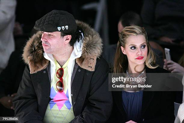 Actress Brittany Murphy and husband Simon Monjack attend the Monique Lhuillier Fall 2008 fashion show during Mercedes-Benz Fashion Week Fall 2008 at...