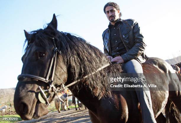 Omar Bin Laden, the 26-years-old son of al Qaeda leader Osama Bin Laden, rides a horse at Lago di Martignano, near Rome, on February 5, 2008 in...