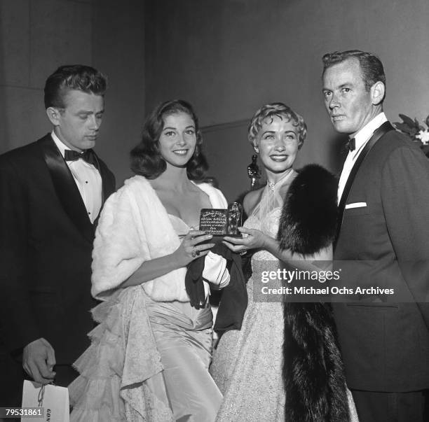 Movie star James Dean and Italian born actress Pier Angeli with Jane Powell attend the premiere of the re-release of Gone With The Wind on August 10...