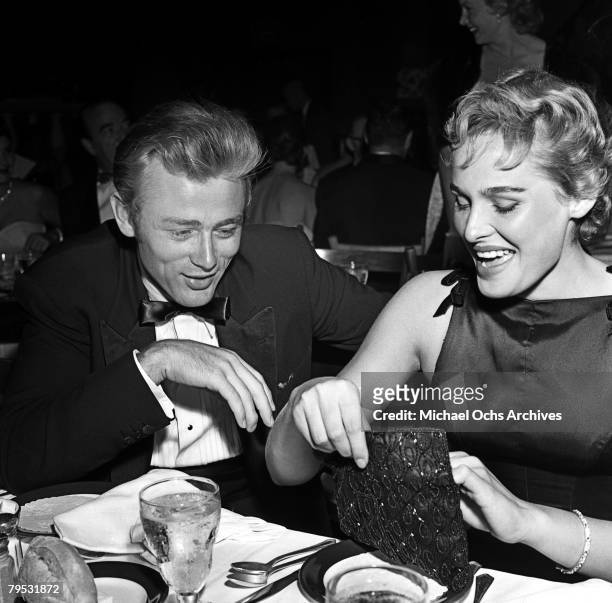 Movie star James Dean and Swiss born actress Ursula Andress attend the Thalian Ball on August 29 1955 at Ciro's nightclub in Los Angeles, California....