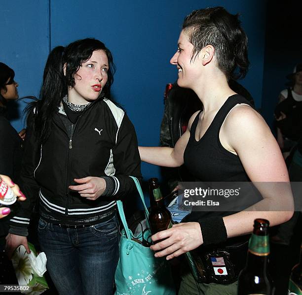 Champain talks with Boozy Suzy after their fight at the Petit Campus on May 5,1007 in Montreal, Quebec. Commissioner Stacey P. Case and honorary...