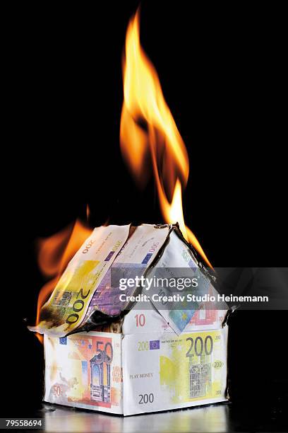 single house of euro notes - valuta stock pictures, royalty-free photos & images