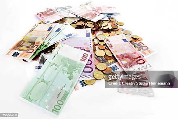 pile of money - all european currencies stock pictures, royalty-free photos & images