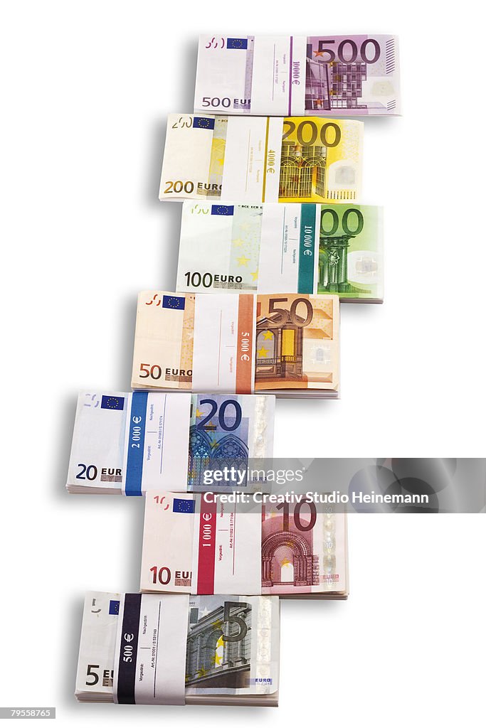 Bunches of Euro notes