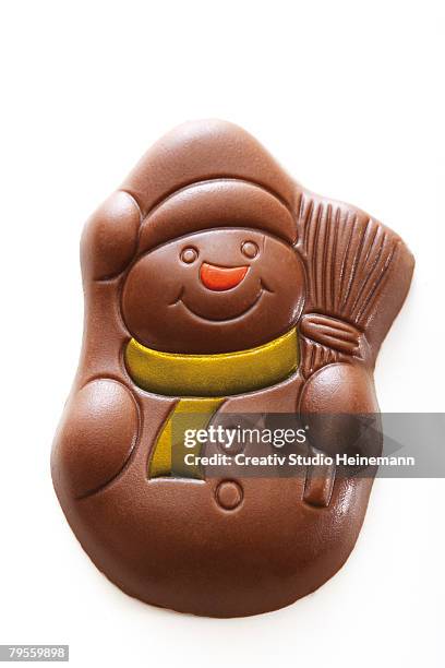 chocolate snowman - snowman isolated stock pictures, royalty-free photos & images