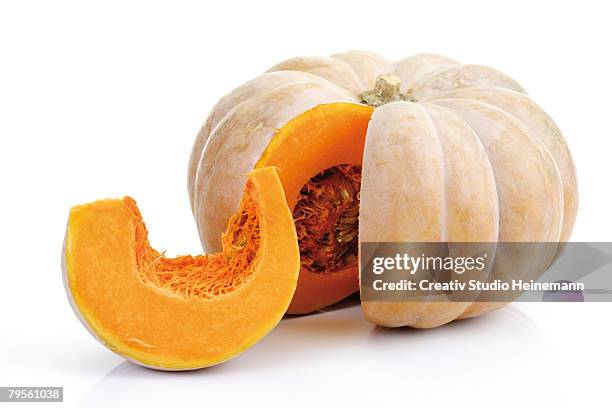 sliced musky pumpkin, close-up - fruit flesh stock pictures, royalty-free photos & images