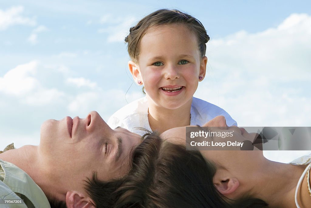 Family, daughter smiling. portrait