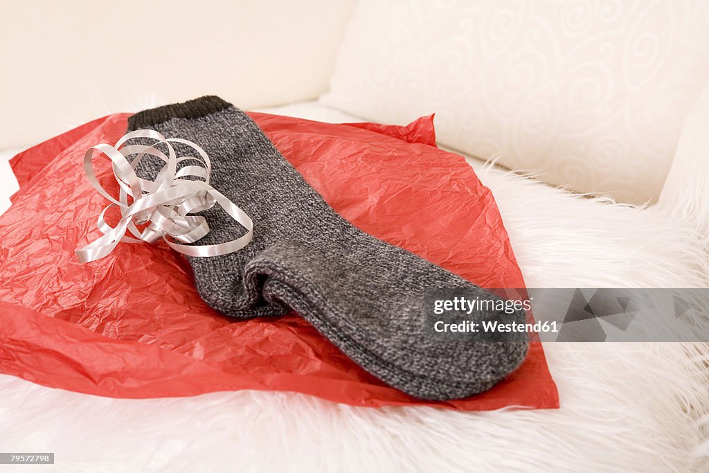 Socks on wrapping paper