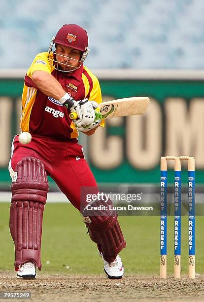 Chris Hartley of the Bulls bats during the Ford Ranger Cup match between the Victorian Bushrangers and the Queensland Bulls at the Melbourne Cricket...