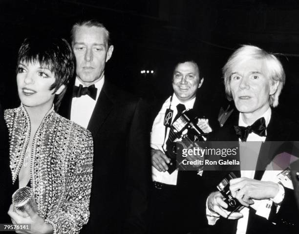 Liza Minnelli, Halston, Ron Galella and Andy Warhol