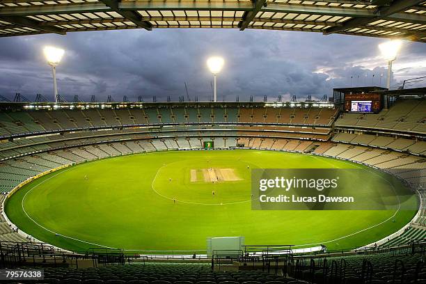 The MCG stands sit empty during the Ford Ranger Cup match between the Victorian Bushrangers and the Queensland Bulls at the Melbourne Cricket Ground...