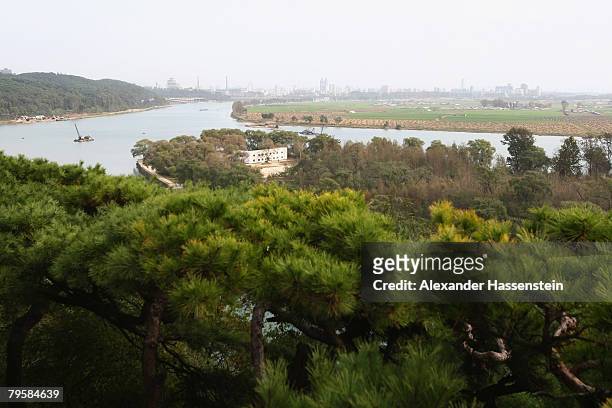The Taedong river and the skyline of Pyongyang are seen from the village where Kim-Il-Sung spent his youth at Mangyongdae near Pyongyang on October...