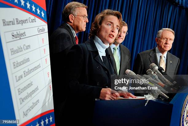 Sen. Byron Dorgan , Sen. Blanche Lincoln , Sen. Kent Conrad and Senate Majority Leader Harry Reid hold a news conference about the their Rural Report...